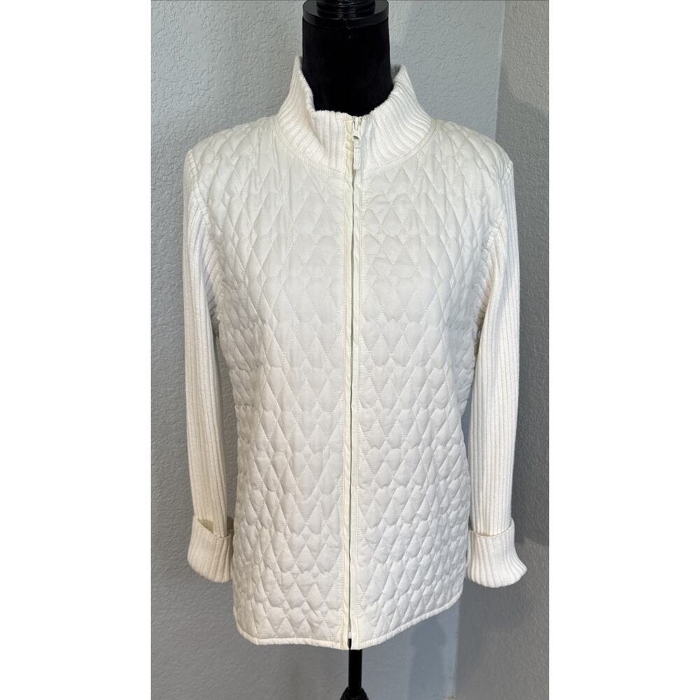 For Cynthia Women's Size XL Winter White Puffer Jacket Cardigan Long Sleeve - Picture 9 of 14